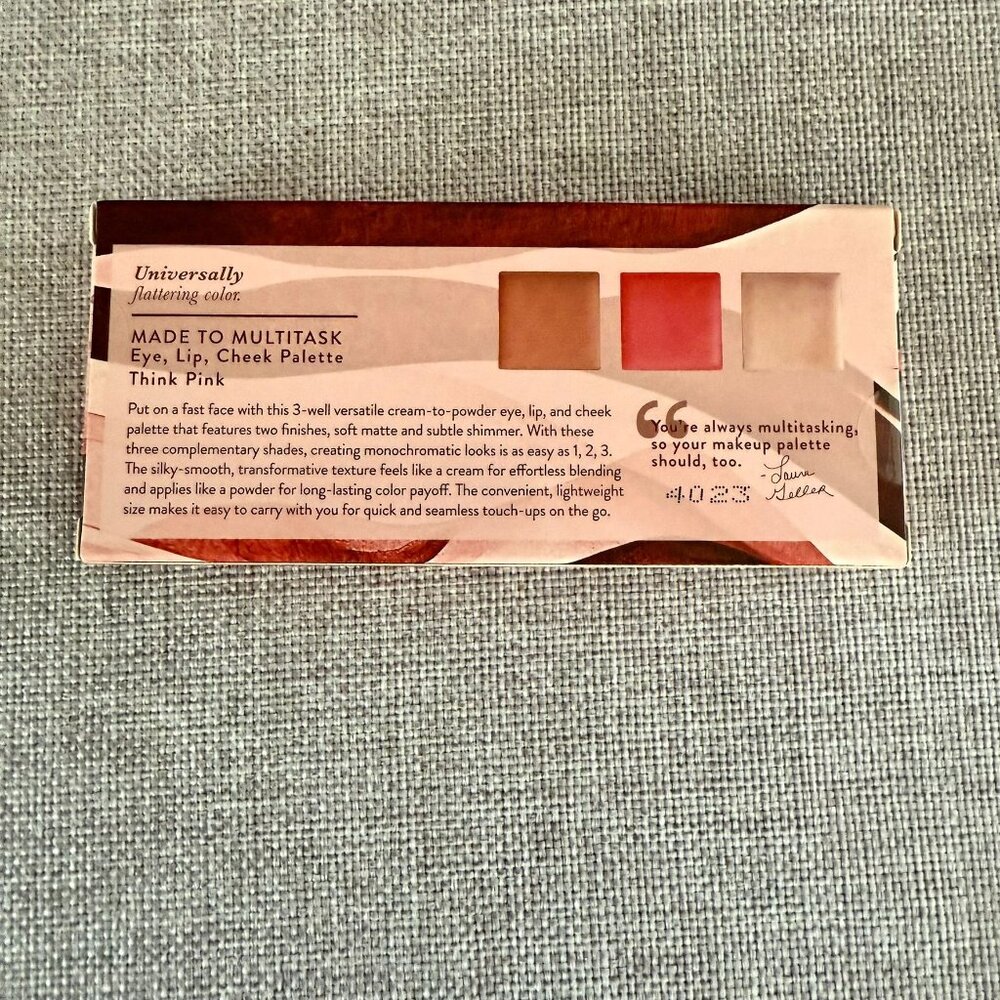 Laura Geller Eye Lip Cheek Palette Think Pink Highlighter Blush Multitask Compac - Picture 9 of 9